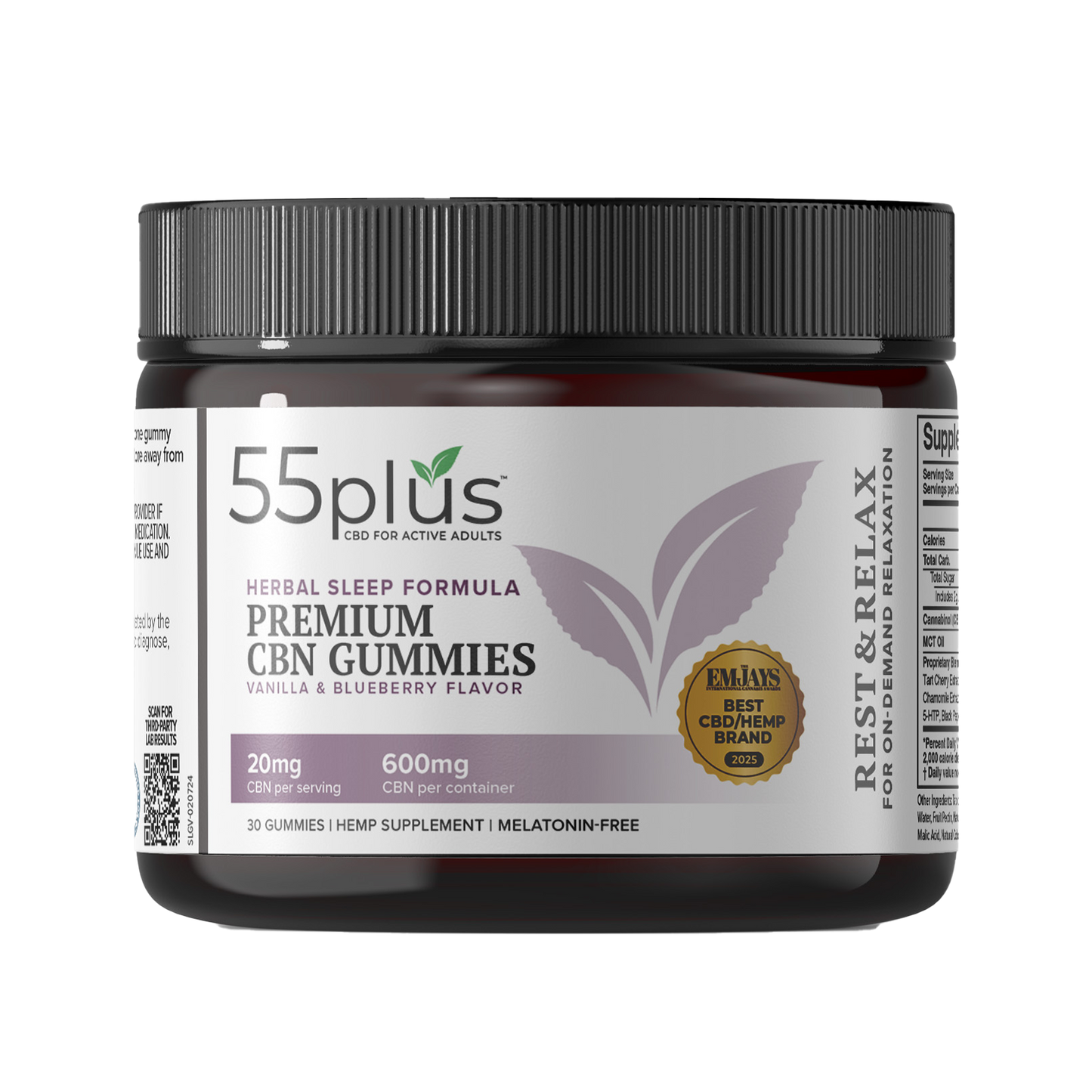 THC-Free CBN Gummies For Senior Sleep Solutions | Vanilla & Blueberry (20mg)