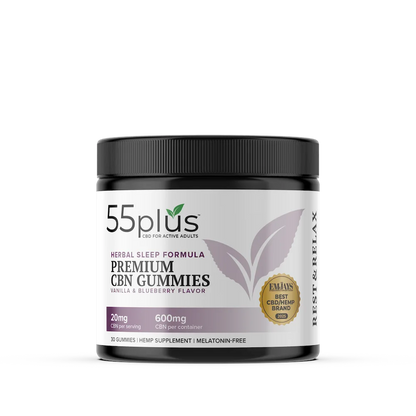 NEW FORMULA THC-Free CBN Gummies For Senior Sleep Solutions | Vanilla & Blueberry (20mg)