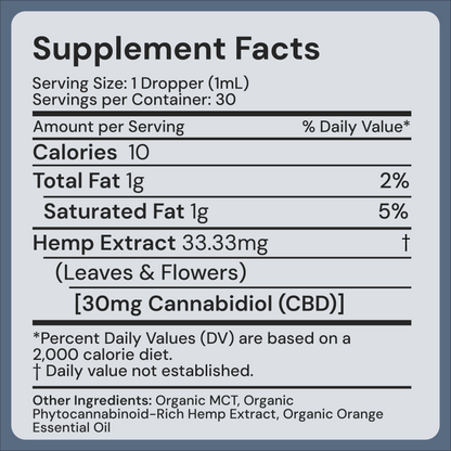 THC-Free CBD Tincture for Senior Wellness - Orange (900mg)