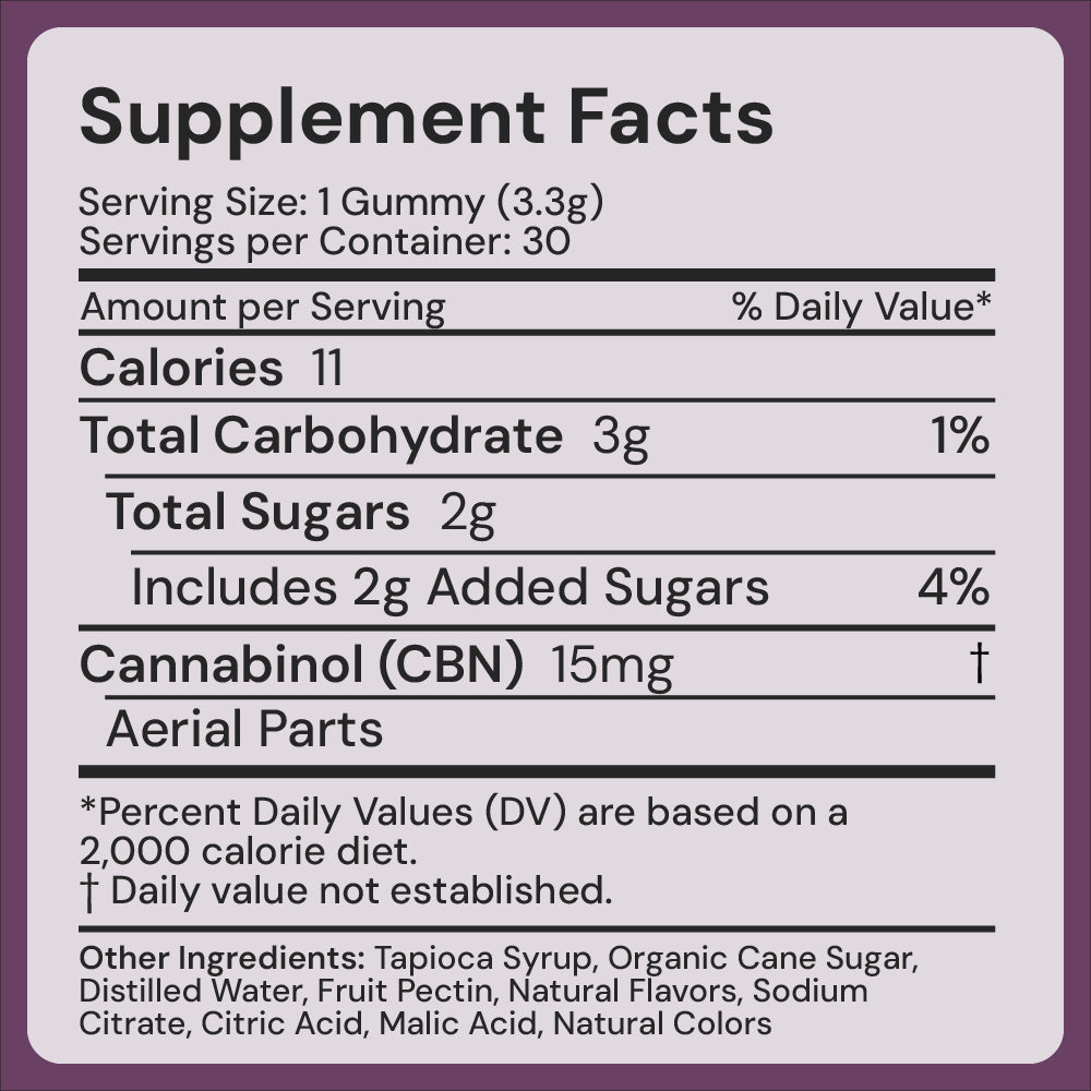 CBN Gummies For Holistic Sleep Solutions - Vanilla & Blueberry (15mg) - 55plus