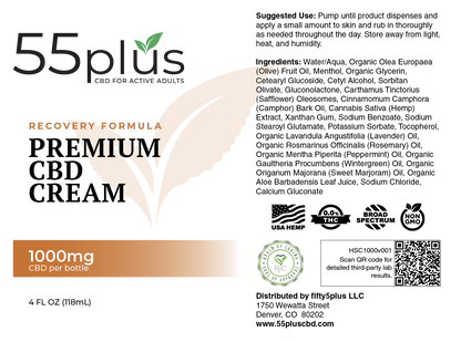 CBD Cream For Holistic Recovery In Older Adults (1000 mg) - 55plus